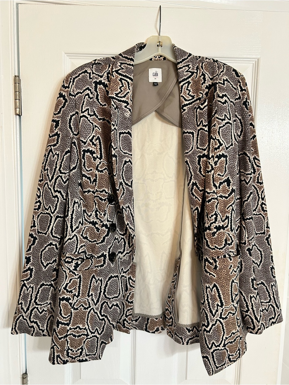 CAbi Python Print Blazer in Brown, Black & Cream